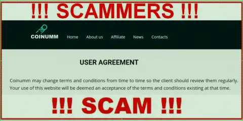 Coinumm Fraudsters can remake their agreement at any time
