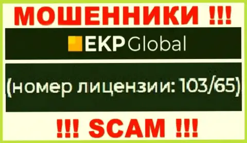 На web-сервисе EKP-Global имеется лицензионный документ, но это не отменяет их мошенническую суть