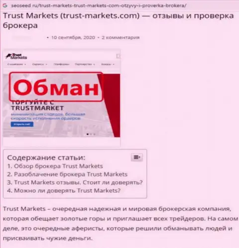 Условия совместной работы от конторы Trust-Markets Com или каким способом зарабатывают деньги internet-ворюги (обзор махинаций компании)