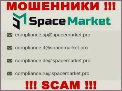 На адрес электронного ящика, приведенный на web-портале мошенников SpaceMarket, писать письма довольно опасно - это АФЕРИСТЫ !
