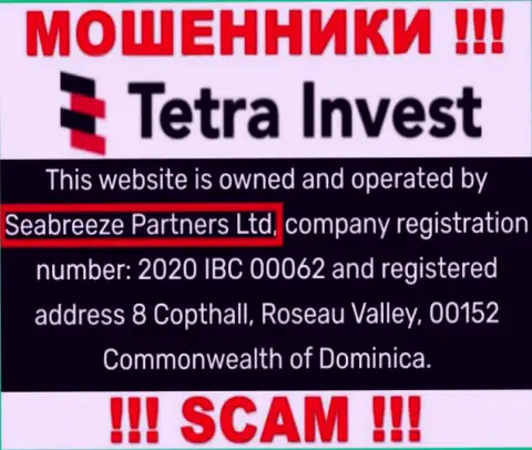 Юридическим лицом, управляющим internet мошенниками Seabreeze Partners Ltd, является Seabreeze Partners Ltd