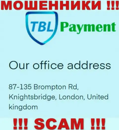 Информация о местонахождении TBL Payment, которая предоставлена а их веб-сервисе - фейковая