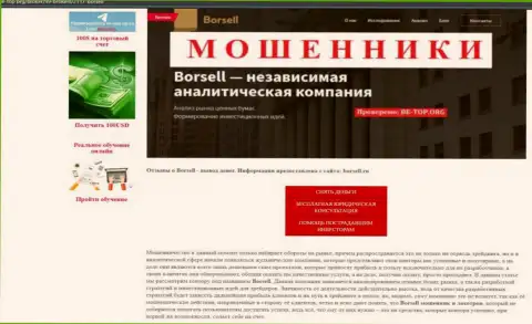Borsell Ru - это РАЗВОДИЛЫ !!! Прикарманивают финансовые средства наивных людей (обзор)