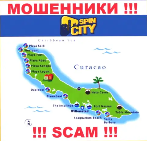 Юридическое место базирования СпинСити на территории - Curacao