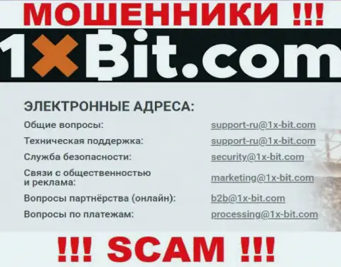 Электронный адрес internet мошенников 1 x Bit, который они предоставили на своем официальном web-портале