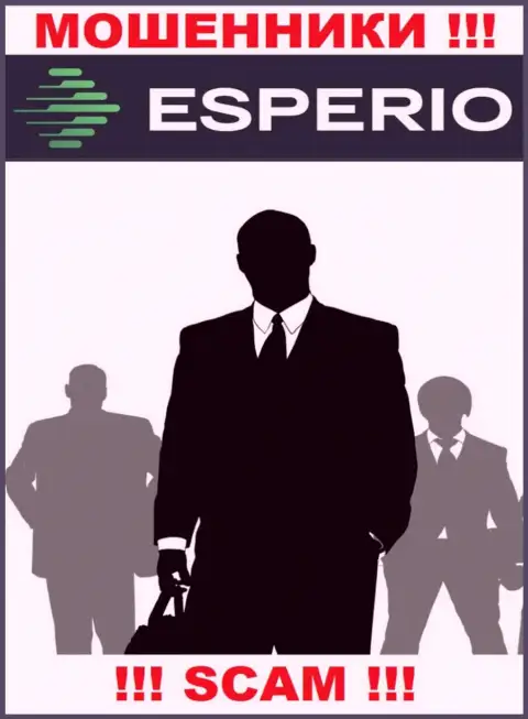 Изучив сайт мошенников Esperio Вы не сможете отыскать никакой информации о их прямом руководстве