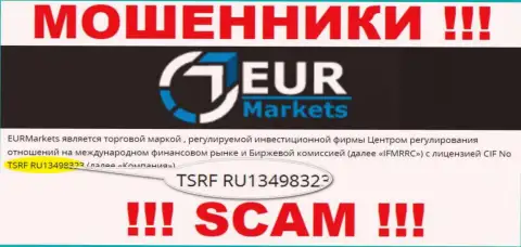 Хотя EURMarkets Com и представляют на web-ресурсе номер лицензии, помните - они в любом случае МОШЕННИКИ !!!