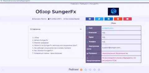 SungerFX - это компания, совместное взаимодействие с которой приносит только лишь убытки (обзор мошеннических действий)