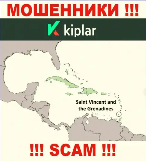 ЖУЛИКИ Kiplar имеют регистрацию невероятно далеко, на территории - St. Vincent and the Grenadines