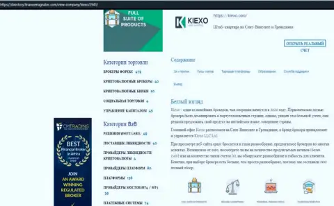 Обзорный материал об условиях спекулирования Forex дилера KIEXO, опубликованный на сайте Directory FinanceMagnates Com