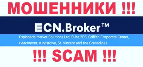 Неправомерно действующая компания ЕСНБрокер зарегистрирована в оффшоре по адресу: Suite 305, Griffith Corporate Center, Beachmont, Kingstown, St. Vincent and the Grenadine, будьте очень осторожны