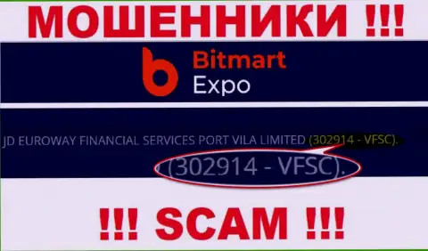 302914 - VFSC - номер регистрации Bitmart Expo, который показан на официальном веб-портале конторы