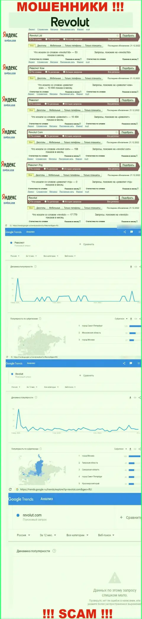 Статистические показатели о запросах в поисковиках сети интернет инфы о организации Револют Ком