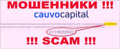Мошенники CauvoCapital Com активно лишают средств наивных клиентов, хотя и разместили свою лицензию на информационном сервисе