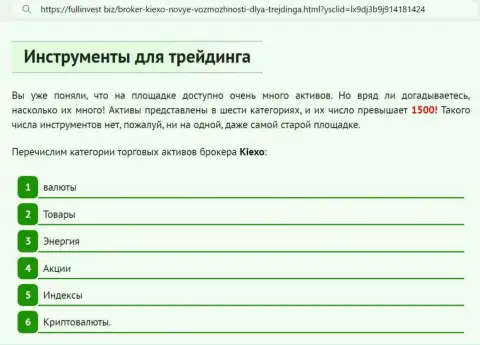 Инструменты для совершения торговых сделок брокерской организации Киексо Ком описаны в обзоре на web-ресурсе ФуллИнвест Биз