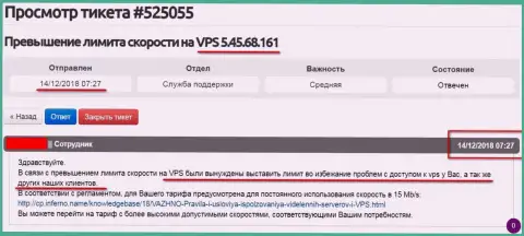 Веб-хостер заявил о том, что VPS сервера, где хостится веб-сайт Фридом-Финанс.Про ограничен в скорости доступа
