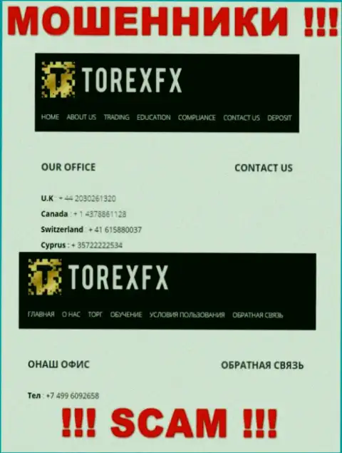 В запасе у интернет махинаторов из организации Torex FX есть не один телефонный номер